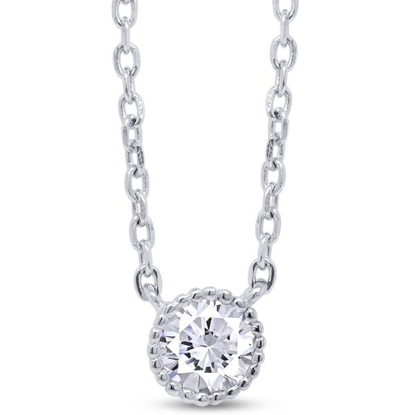 【並行輸入品】AFFY ラウンドカット ホワイトキュービックジルコニア ベゼルセット サークルペンダ...