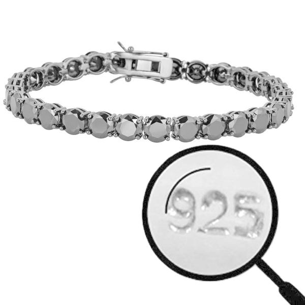 【並行輸入品】HarlemBling ソリッド925スターリングシルバー メンズブラックテニスブレス...