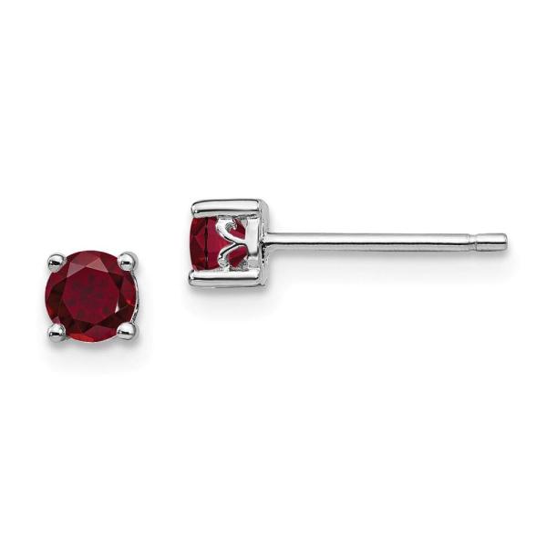 【並行輸入品】ソリッド925スターリングシルバー 4mm ラウンド人工ルビーポストスタッドピアス 4...
