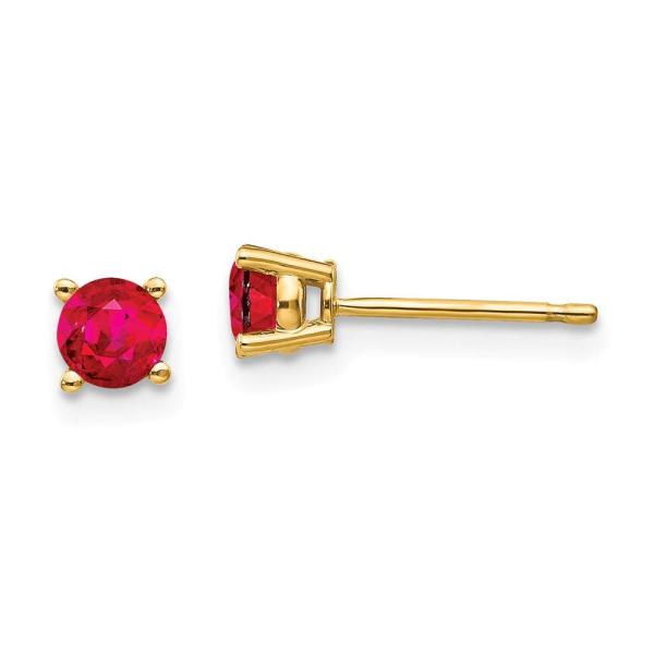 【並行輸入品】Solid 14k Yellow Gold Ruby Post Studs Earri...