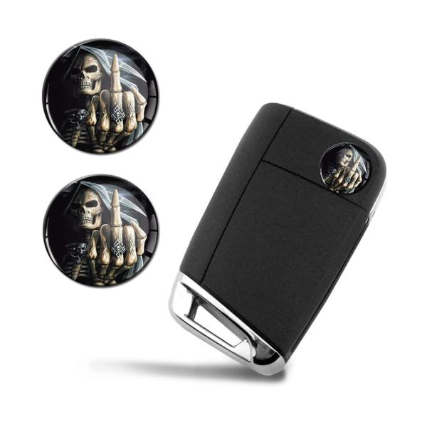 【並行輸入品】3D ドーム型ステッカー スカルスケルトン 中指キーフォブ エンブレムバッジ リモコン...