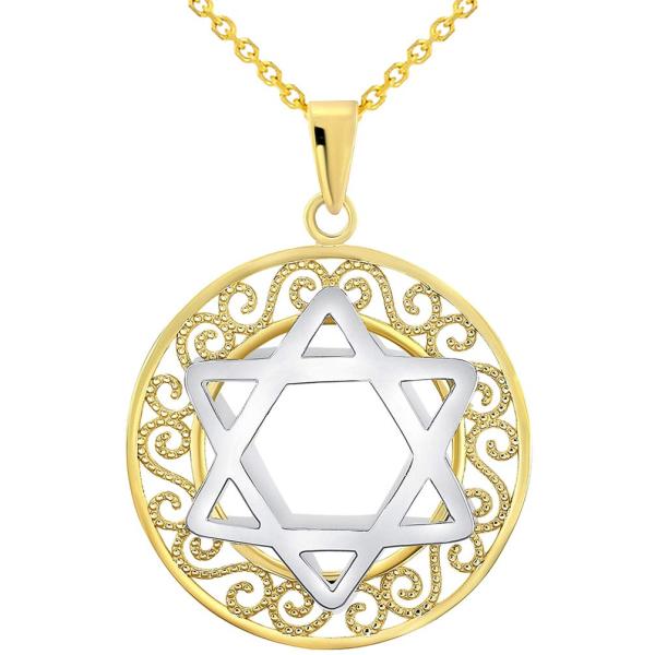 【並行輸入品】Jewelry America 14k Two Tone Gold 3D Filigr...