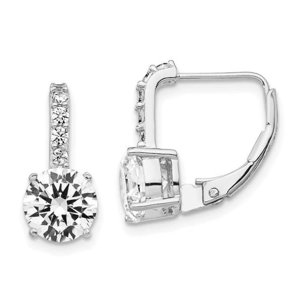 Sterling Silver Cubic Zirconia Leverback Earrings ...