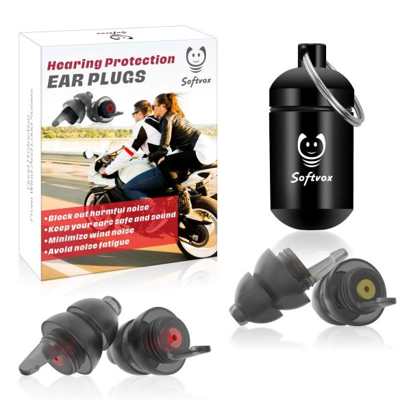 耳栓 完全遮音 安眠 睡眠用耳栓 Softvox Motorcycle Ear Plugs 2 Pa...