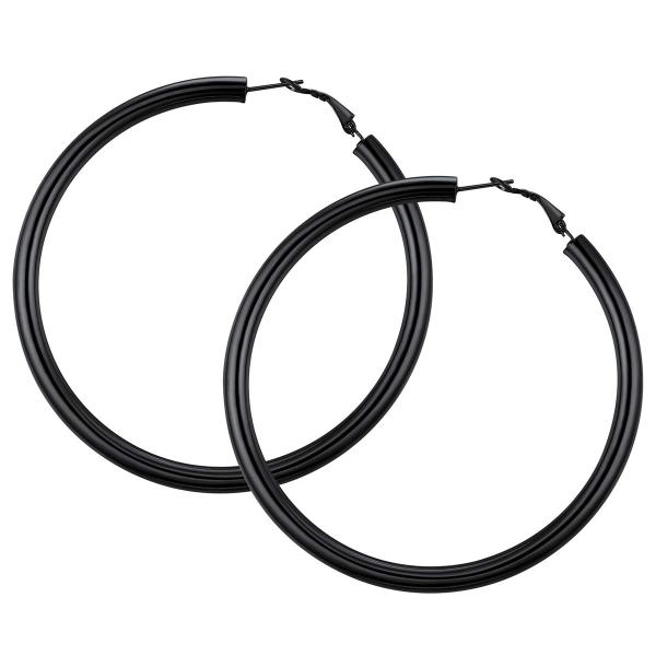 【並行輸入品】Black Hoop Earrings for Women 80mm Large St...