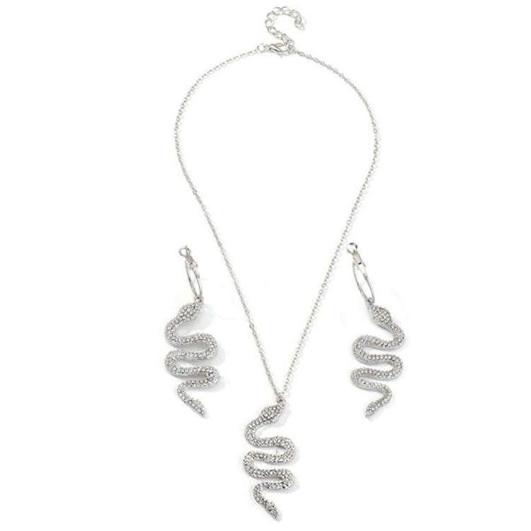 【並行輸入品】LUREME スネークネックレスとイヤリングセット レディース パンク スネークジュエ...