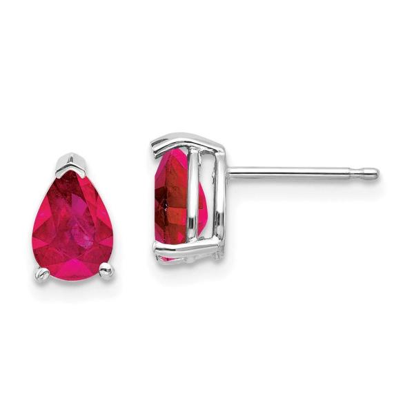 【並行輸入品】14k White Gold Ruby Earrings