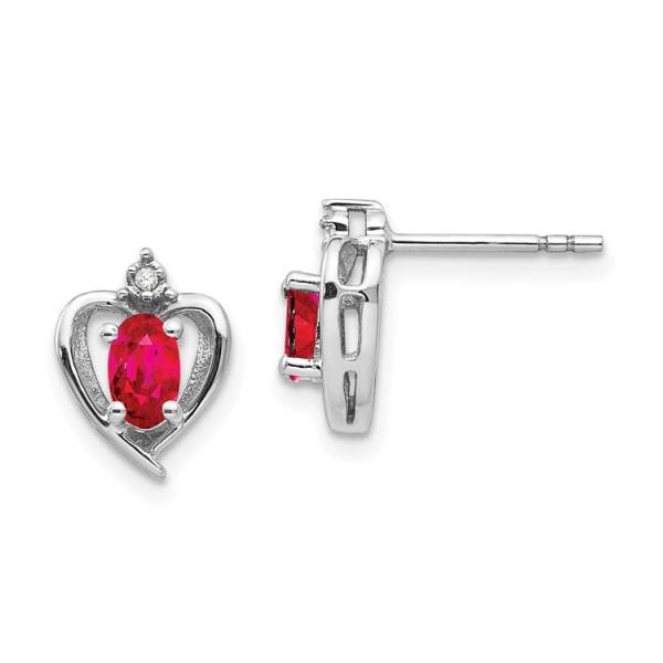 【並行輸入品】14k White Gold Ruby and Diamond Earrings