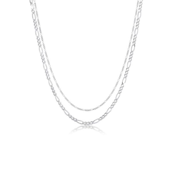 【並行輸入品】Elli プレミアムスターリングシルバーレイヤーネックレス フィガロベーシックネックレ...