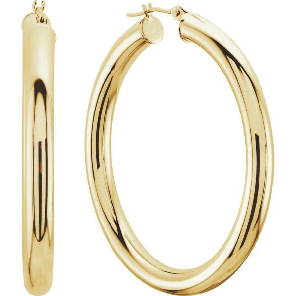 Solid 14k Yellow Gold 20mm Tube Hoop Earrings (20m...