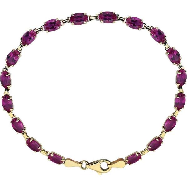 【並行輸入品】人工ルビーブレスレット 7.25インチ (幅=4mm), イエローゴールド, ルビー ...