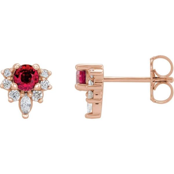 【並行輸入品】Solid 14k Rose Gold Ruby and 1/6 Cttw Diamo...