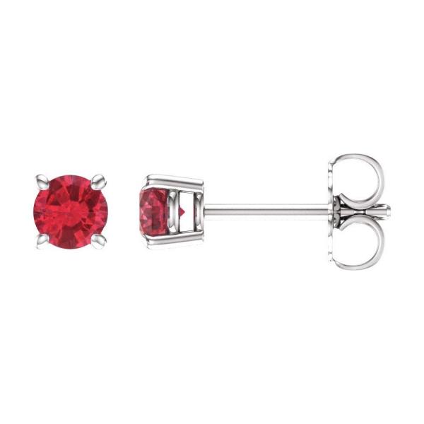 【並行輸入品】Solid 14k White Gold 4mm Round Ruby Stud Ea...