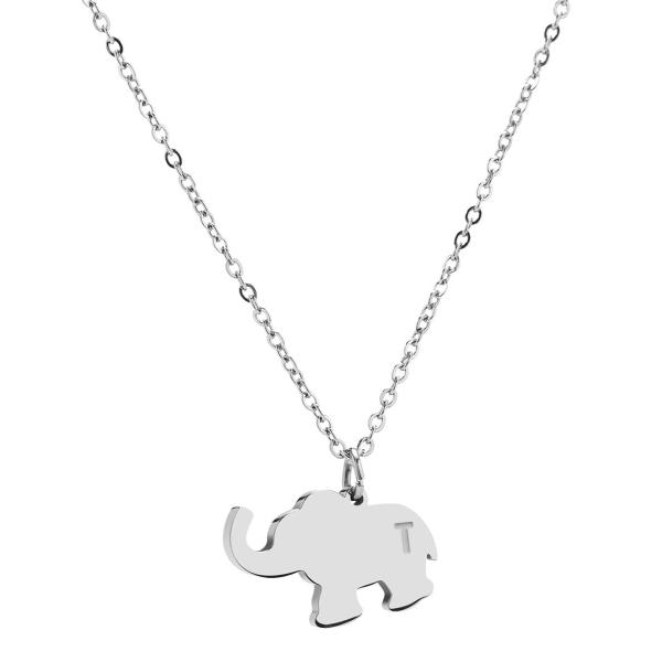 【並行輸入品】Meibai イニシャルラッキーエレファント ネックレス 繊細なステンレススチール エ...