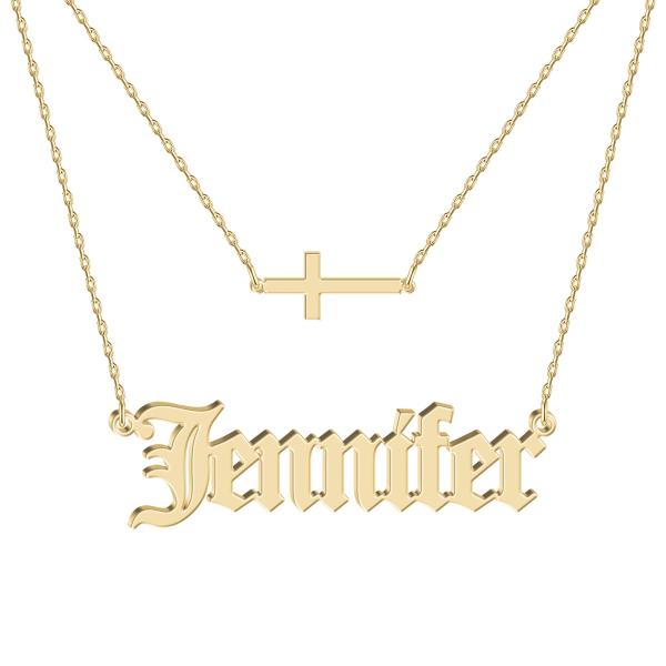 【並行輸入品】Joelle ジュエリーデザイン カスタム 上品 ネーム ネックレス クロスレイヤード...