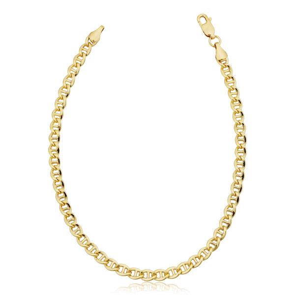 【並行輸入品】ソリッド14Kイエローゴールド マリナーリンクブレスレット 男女兼用 (4.3 mm ...