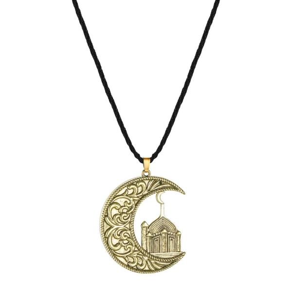 Crescent Moon and Mosque Islamic Pendant Necklace ...