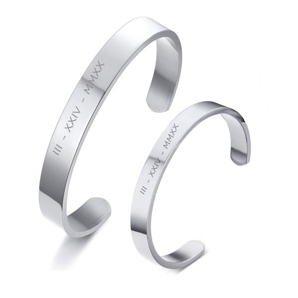 【並行輸入品】Custom Cuff Bracelets for Couple,Personaliz...