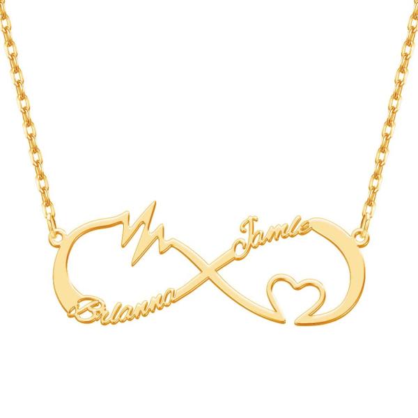 【並行輸入品】インフィニティネームネックレス 18Kゴールドメッキ ネームプレートネックレス レディ...