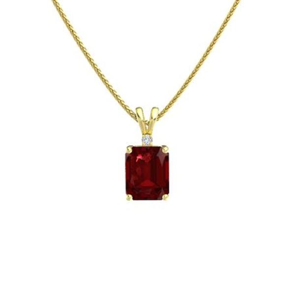 【並行輸入品】Emerald Cut Created Red Ruby 14k Yellow Gol...