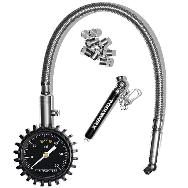 【並行輸入品】ToolWRX プロフェッショナルタイヤ空気圧ゲージ 60PSI 8つのバルブキャップ...