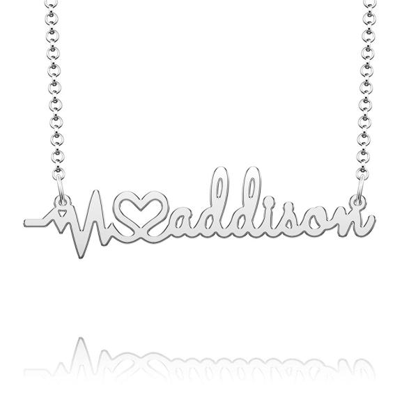 ShinyJewelry Heartbeat Name Necklace Personalized ...