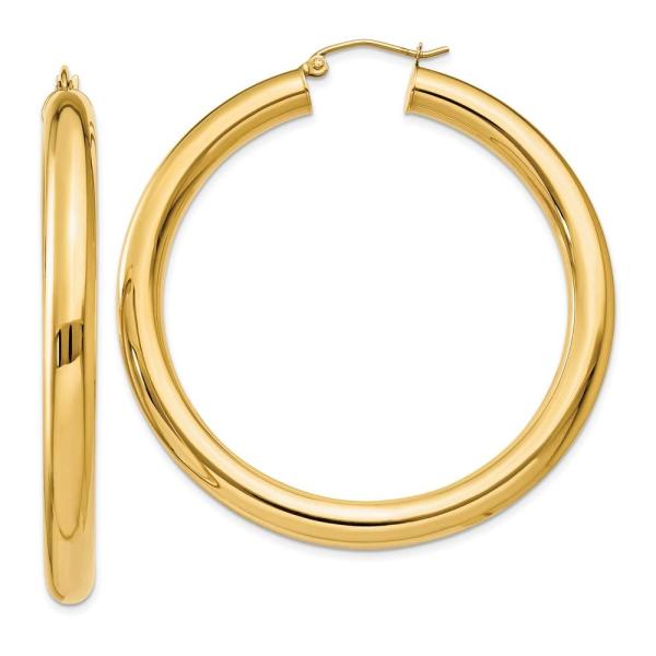 【並行輸入品】14k Polished 5mm Tube Hoop Earrings 50mm st...