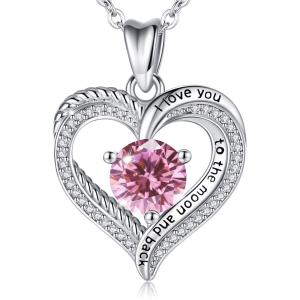 【並行輸入品】EUDORA スターリングシルバー誕生石ネックレス レディース I Love You to the Moon and Back 誕
