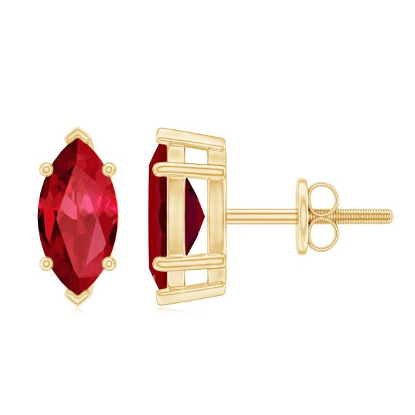 【並行輸入品】8x4 mm Marquise Cutは、Ruby Solitaire Stud Ea...