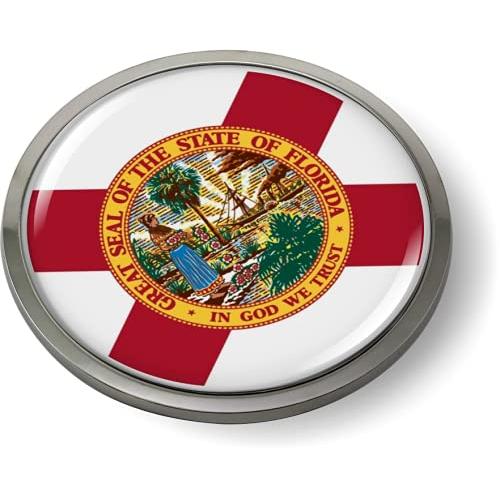 【並行輸入品】フロリダ州旗 3Dドーム型カーエンブレムバッジステッカー クロムメタルラウンドベゼル ...