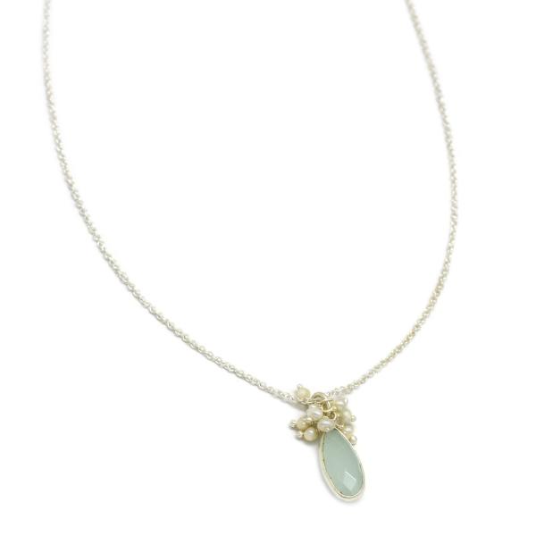 TheVCollection Necklaces Silver Plated Pearl,Aqua ...