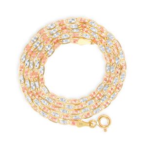 【並行輸入品】Nuragold 10K スリートーン イエロー ローズ ホワイトゴールド 1.5mm バレンタイン マリナー リンク アンカー