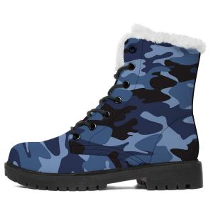 Camouflage Boots Womens Mens Snow Boots Combat Boots Navy Blue C 並行輸入品｜best-style
