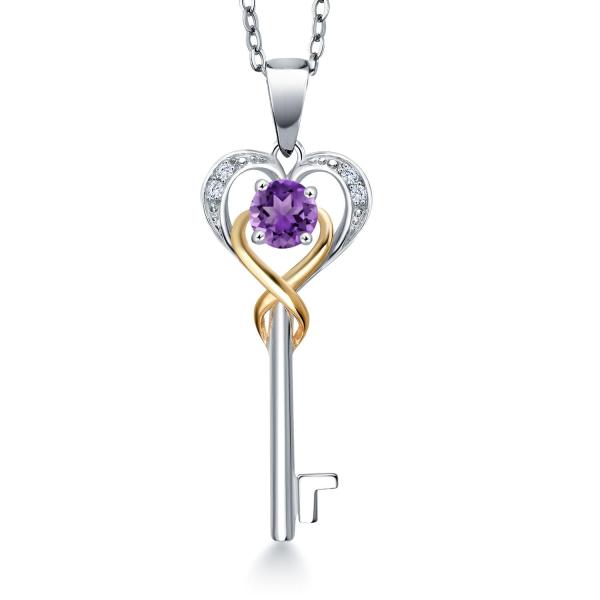 【並行輸入品】[Gem Stone King] 0.27カラット 天然 アメジスト キーネックレス ...