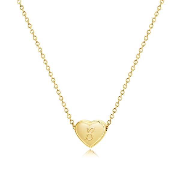 【並行輸入品】18金 金メッキ イニシャル ネックレス 女性用 スモール ハート レター B チョー...