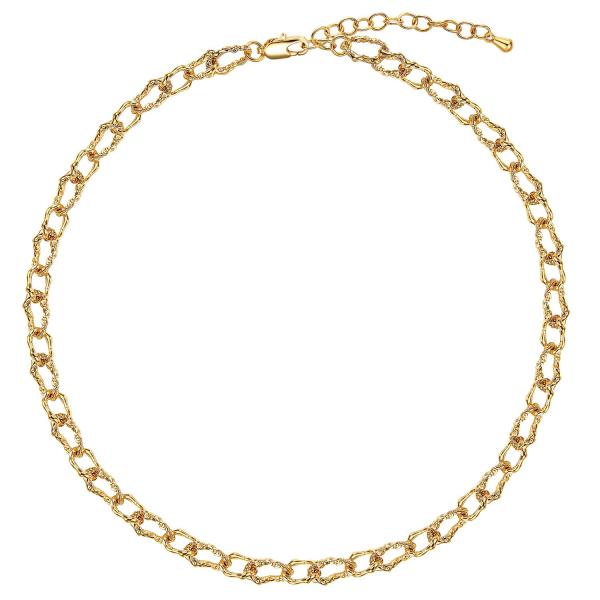 【並行輸入品】チャンキーゴールド チェーン ネックレス 女性用 18K ゴールドメッキ ツイスト オ...