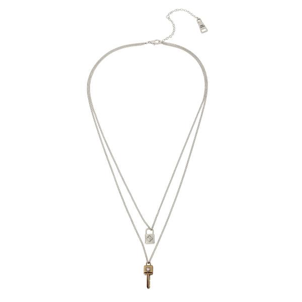 【並行輸入品】南京錠&amp;キーレイヤードネックレス, One Size, 金属 ガラス, 宝石なし St...