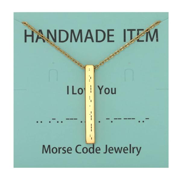 【並行輸入品】ステンレススチール モールス符号刻印入りバーネックレス 女性へのギフト メモリアル 上...