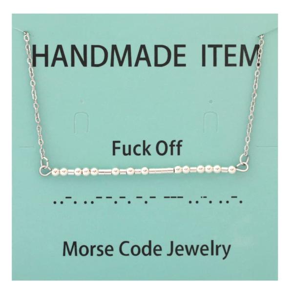 【並行輸入品】カスタムゴールドとシルバーのモールスコードネックレス 女性用ジュエリー, ステンレス鋼...