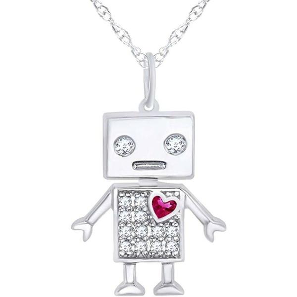 【並行輸入品】Round Cut Pink Ruby &amp; Diamond 925 Sterling ...