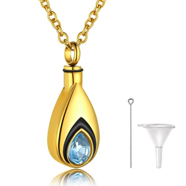 【並行輸入品】GoldChic ジュエリー 骨壺ネックレス 誕生石付き 女性用 ティアドロップアッシ...