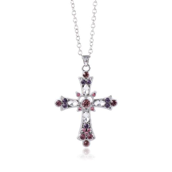【並行輸入品】Gothic Fashion Rhinestone Cross Necklace Pe...