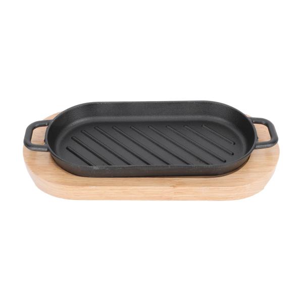 Cabilock 1 Set Steak Plate Grill Pan with Wooden B...