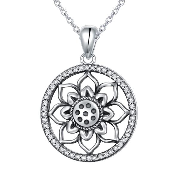 Ladytree Spinner Anxiety Lotus Necklace Sterling S...