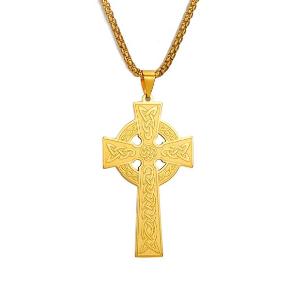 EUEAVAN バイキング ケルト十字架ネックレス アイルランドの祈り ペンダント 十字架 宗教的チ...