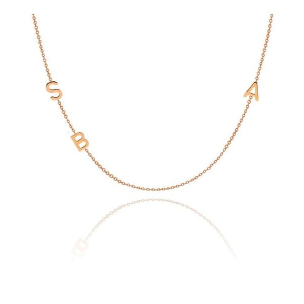 【並行輸入品】SHUIMNH ミニ横向き イニシャルネックレス 女性用 18K A~Z 文字 サイド...