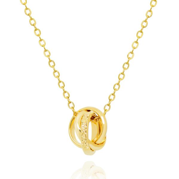 【並行輸入品】QVY トリプルリングネックレス レディース インターロッキングサークルネックレス 華...