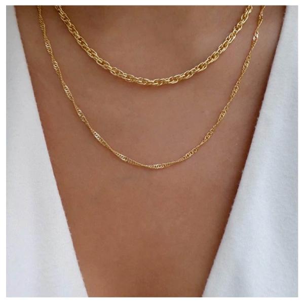 【並行輸入品】Allereyae ビンテージレイヤードロープチェーンネックレス ツイストチェーン チ...