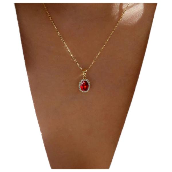 【並行輸入品】Erimberate ボヘミアン オーバル ルビー クリスタル ペンダント ネックレス...
