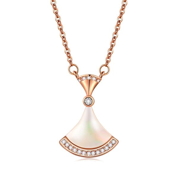 【並行輸入品】wilieskata 天然シェルダイヤモンドシリーズ ネックレス, 金メッキ, ジルコ...